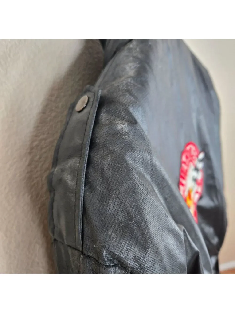 Vintage 80s Chevy Corvette Black Bomber Jacket Patches Mens Size XL Quilted
